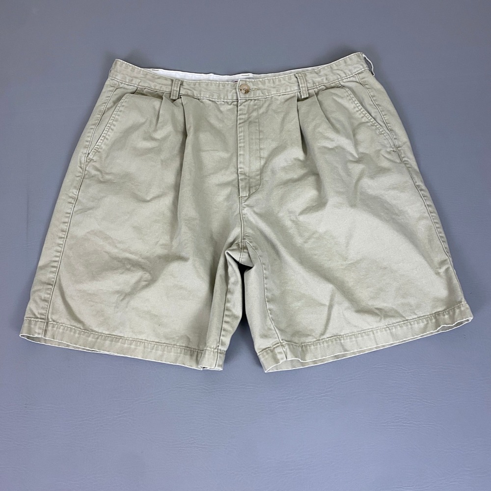 Boca Classics Shorts Men's Size 38 Khaki Tan Beige Pleated Chino Cotton‎ Casual